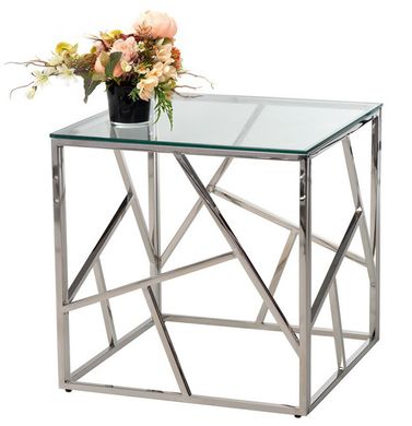 Кофейный стол CF-2 прозрачный + серебро