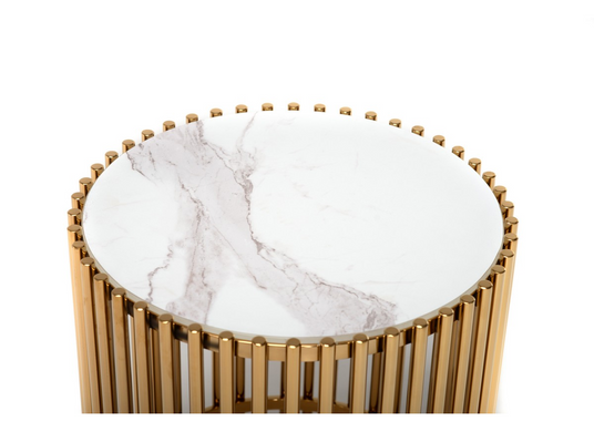 Кавовий стіл CJ -1 білий мрамор + золото