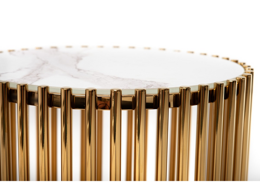 Кавовий стіл CJ -1 білий мрамор + золото